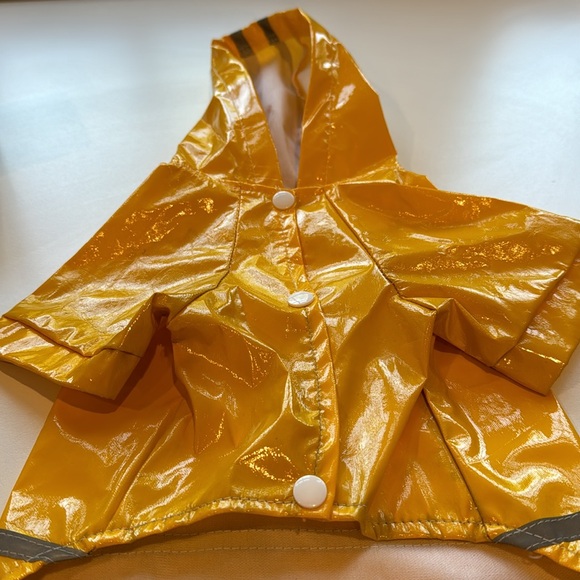 Yellow hooded raincoat for a small dog. EUC - Picture 3 of 3